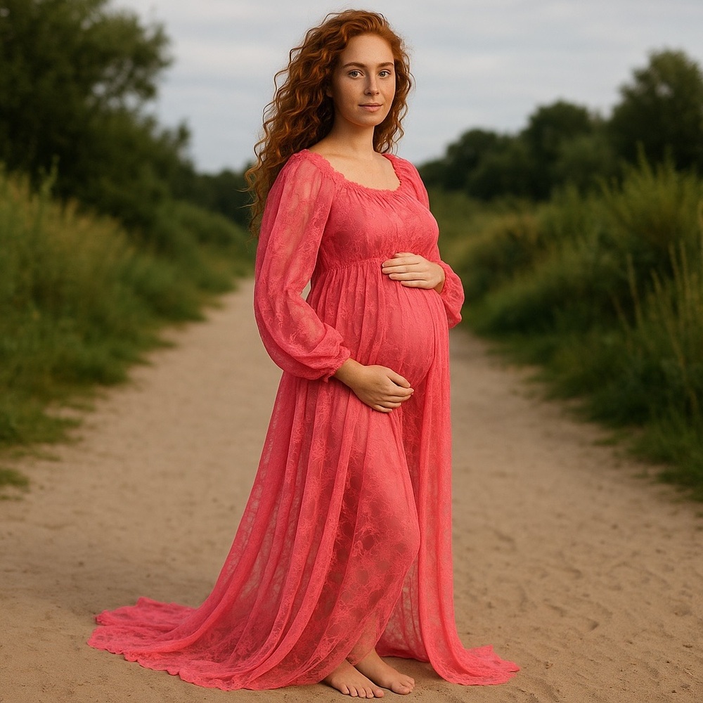 Elegant Pink Maternity Dress